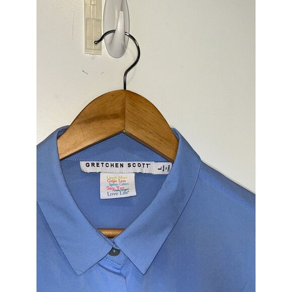 gretchen scott priss chiffon blouse french blue Women size L Large - Picture 4 of 8